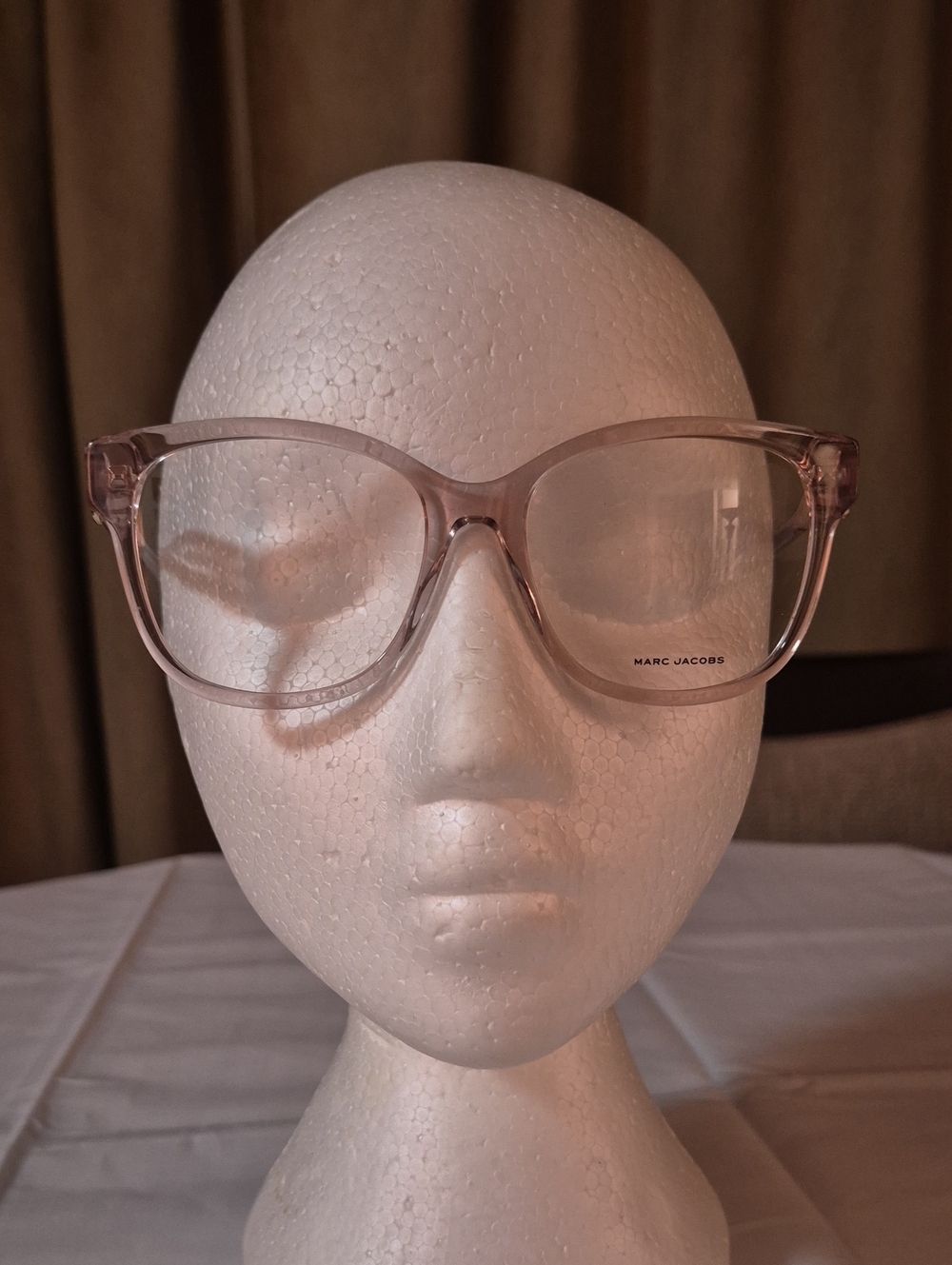 Marc Jacobs 47 Prescription Eye Glasses Frames Pink Tint Gold Logo Signature